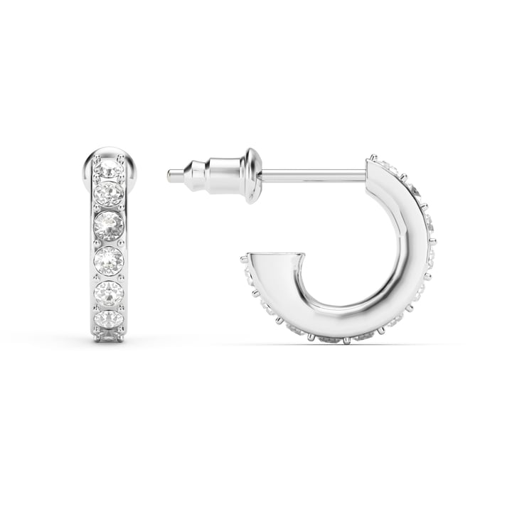 Eternity 11mm Mix Hoop Carrier Earrings with Clear Crystals Rhodium Plated