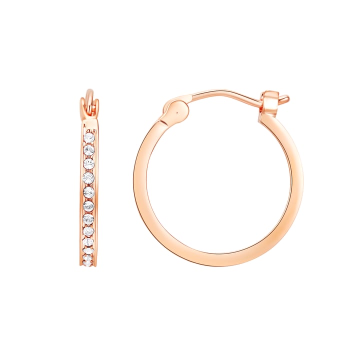 Eternity Mix Carrier Hoop Earrings 18mm Clear Crystal Rose Gold Plated
