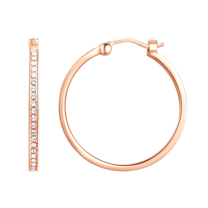 Eternity Mix Carrier Hoop Earrings 26mm Clear Crystal Rose Gold Plated