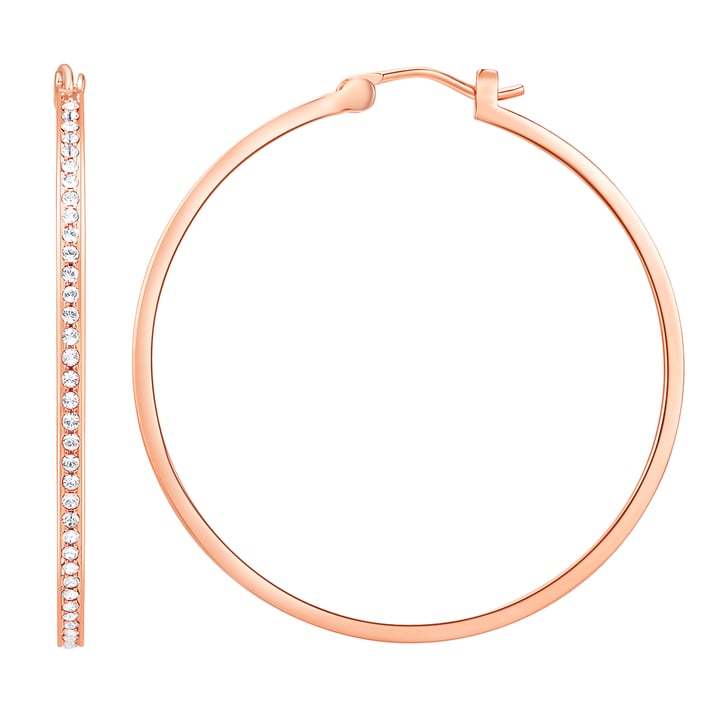 Eternity Mix Carrier Hoop Earrings 39mm Clear Crystal Rose Gold Plated