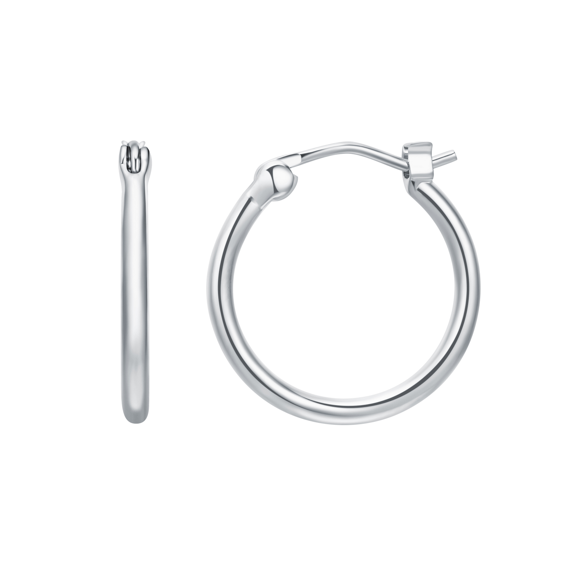 Minimal Mix Carrier Hoop Earrings 18mm Rhodium Plated