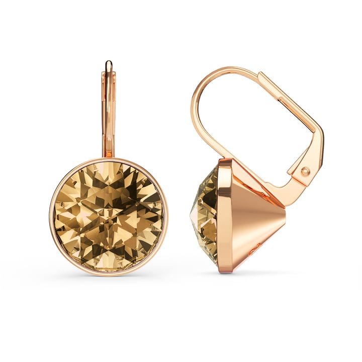 Bella Earrings 6 Carat Drop Earrings Light Colorado Topaz Crystals Rose Gold Plated