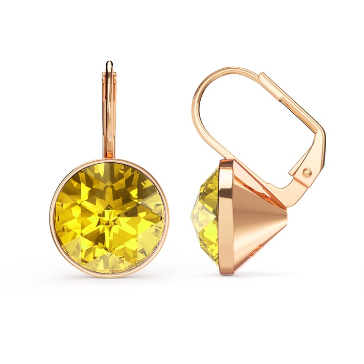 Bella Earrings 6 Carat Drop Earrings Light Topaz Crystals Rose Gold Plated