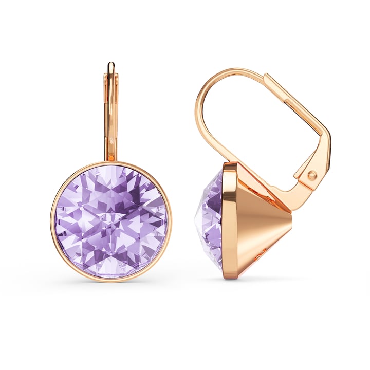 Bella Earrings 6 Carat Drop Earrings Violet Crystals Rose Gold Plated