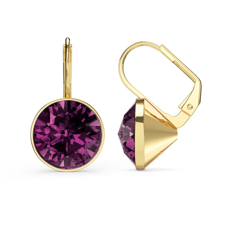 Bella Earrings 6 Carat Drop Earrings Amethyst Crystals Gold Plated