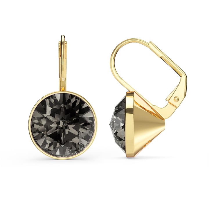 Bella Earrings 6 Carat Drop Earrings Black Diamond Crystals Gold Plated