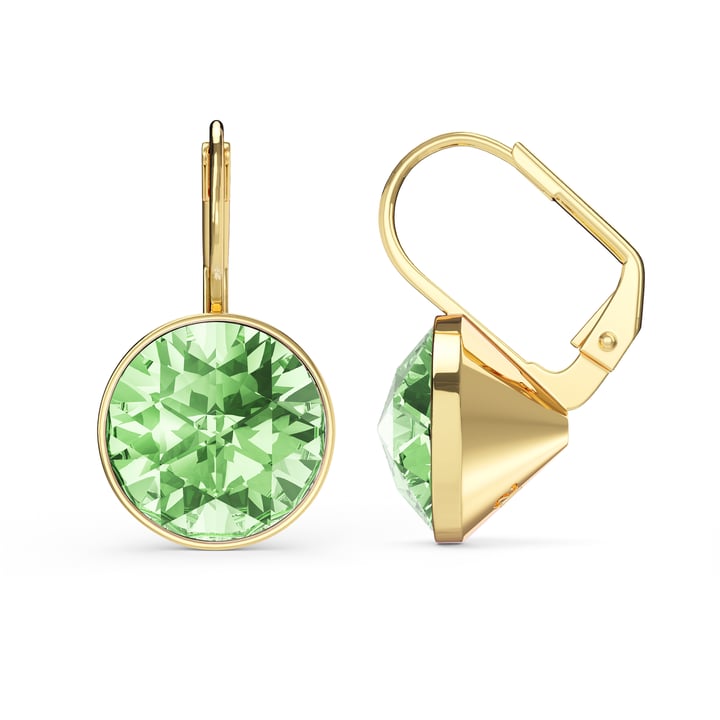 Bella Earrings 6 Carat Drop Earrings Peridot Crystals Gold Plated