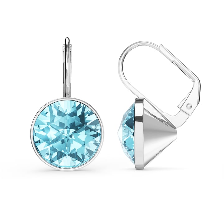 Bella Earrings 6 Carat Drop Earrings Aquamarine Crystals Rhodium Plated