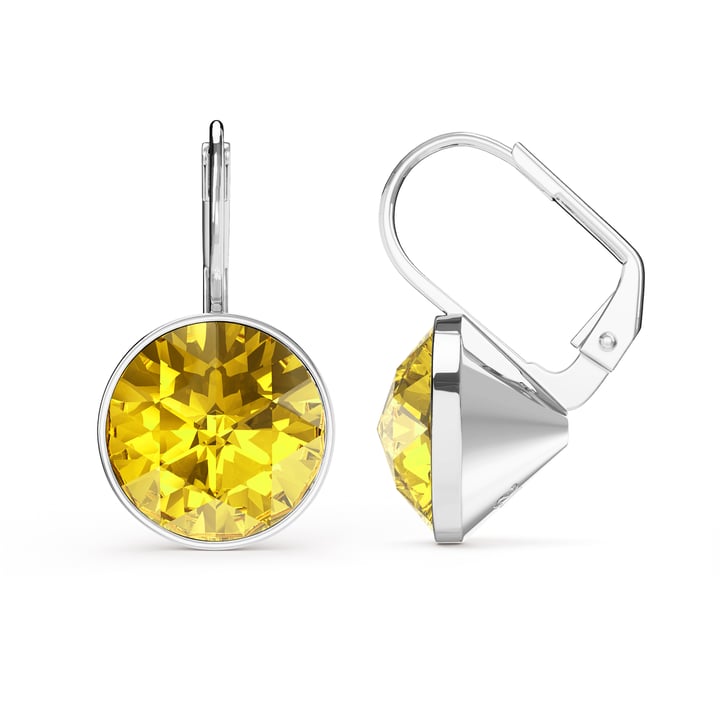 Bella Earrings 6 Carat Drop Earrings Light Topaz Crystals Rhodium Plated