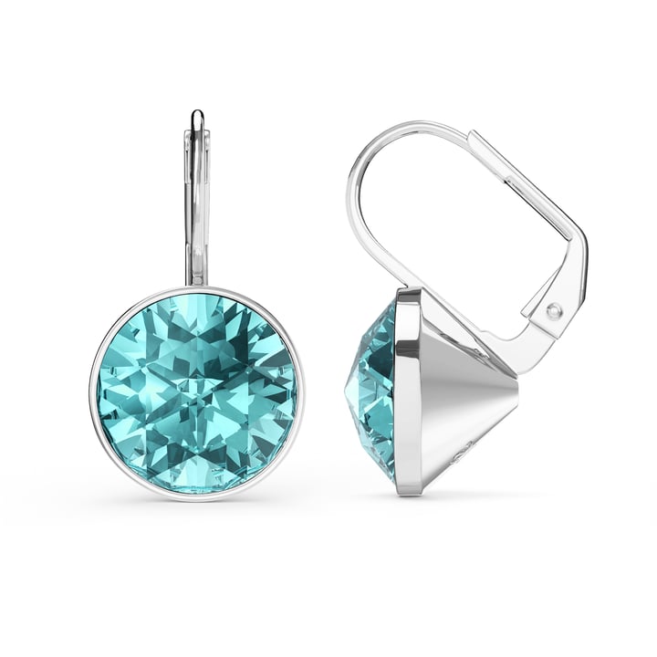 Bella Earrings 6 Carat Drop Earrings Light Turquoise Crystals Rhodium Plated
