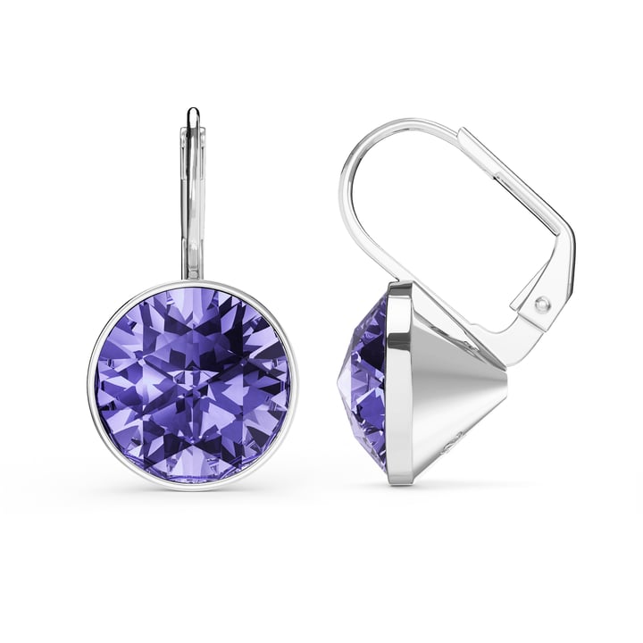 Bella Earrings 6 Carat Drop Earrings Tanzanite Crystals Rhodium Plated