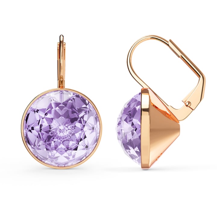 Bella Earrings 10 Carat Drop Earrings Violet Crystals Rose Gold Plated