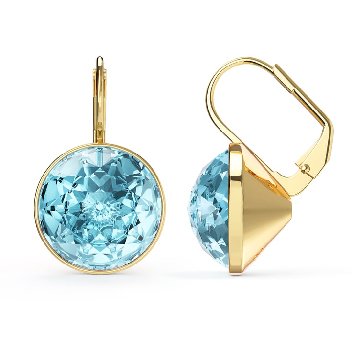 Bella Earrings 10 Carat Drop Earrings Aquamarine Crystals Gold Plated