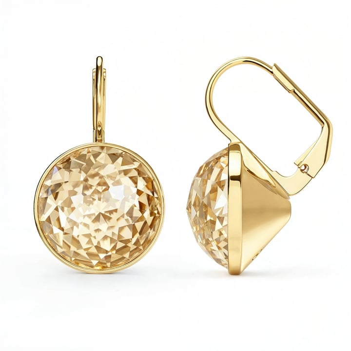 Bella Earrings 10 Carat Drop Earrings Champagne Crystals Gold Plated
