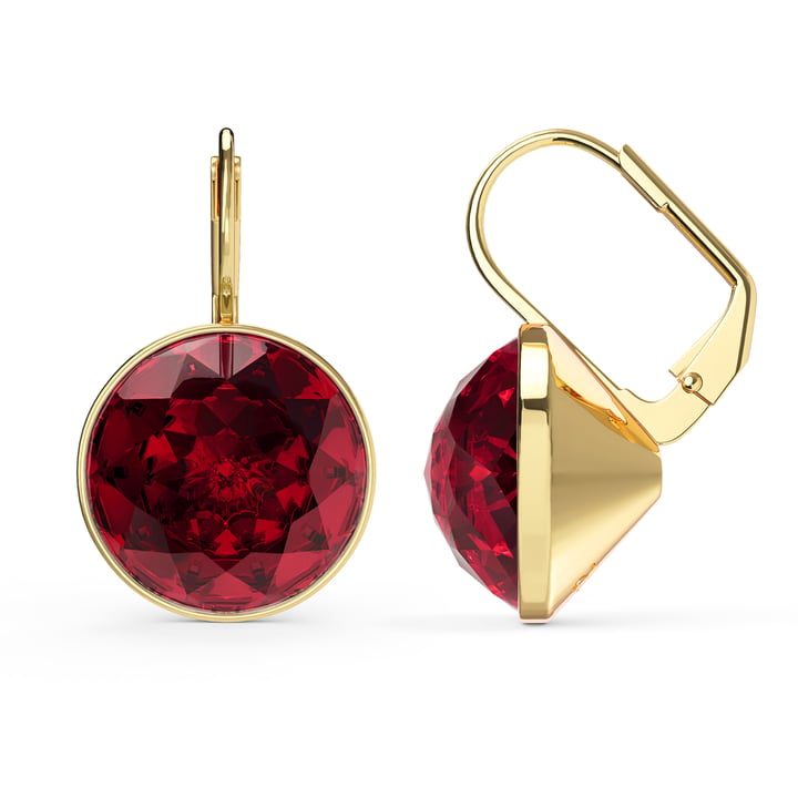 Bella Earrings 10 Carat Drop Earrings Ruby Crystals Gold Plated