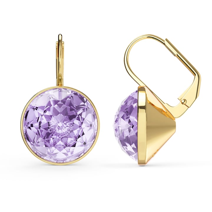 Bella Earrings 10 Carat Drop Earrings Violet Crystals Gold Plated