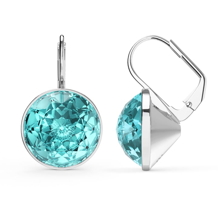 Bella Earrings 10 Carat Drop Earrings Light Turquoise Crystals Rhodium Plated