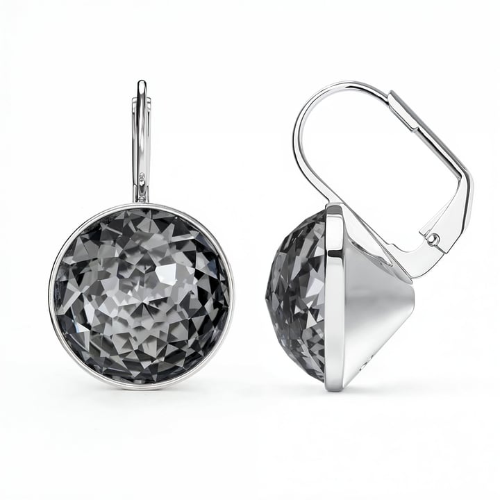 Bella Earrings 10 Carat Drop Earrings Crystal Silver Night Crystals Rhodium Plated
