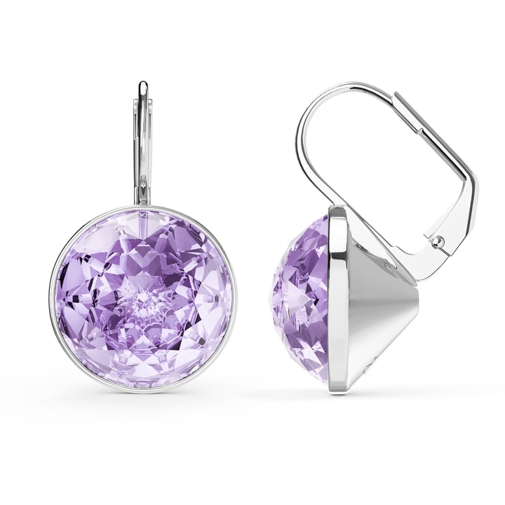 Bella Earrings 10 Carat Drop Earrings Violet Crystals Rhodium Plated