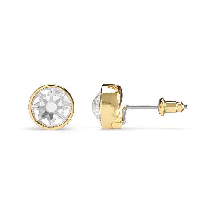 Mix Stud Carrier Earrings Clear Crystals Gold Plated
