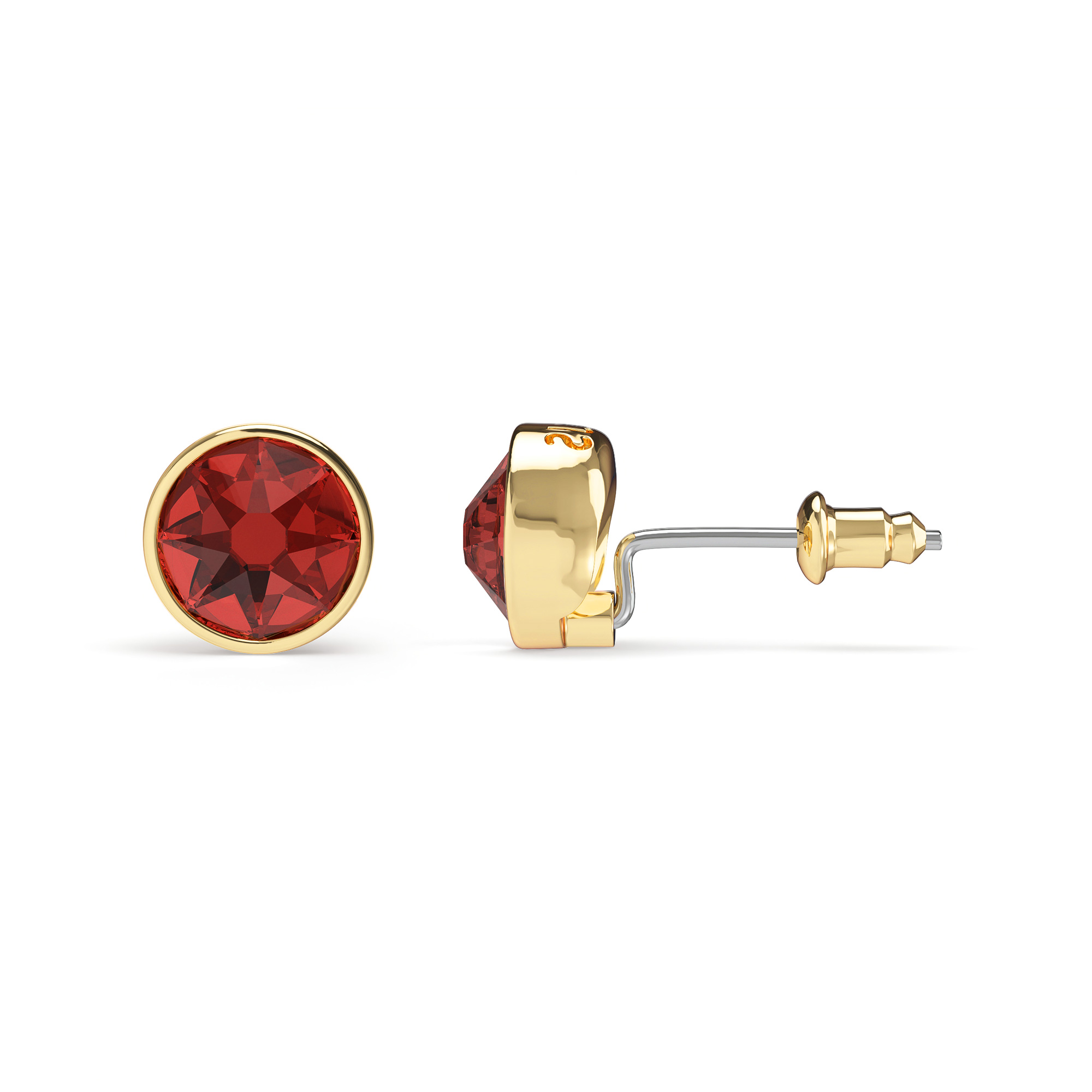 Mix Stud Carrier Earrings Ruby Crystals Gold Plated