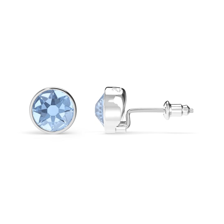 Mix Stud Carrier Earrings Light Sapphire Crystals Rhodium Plated