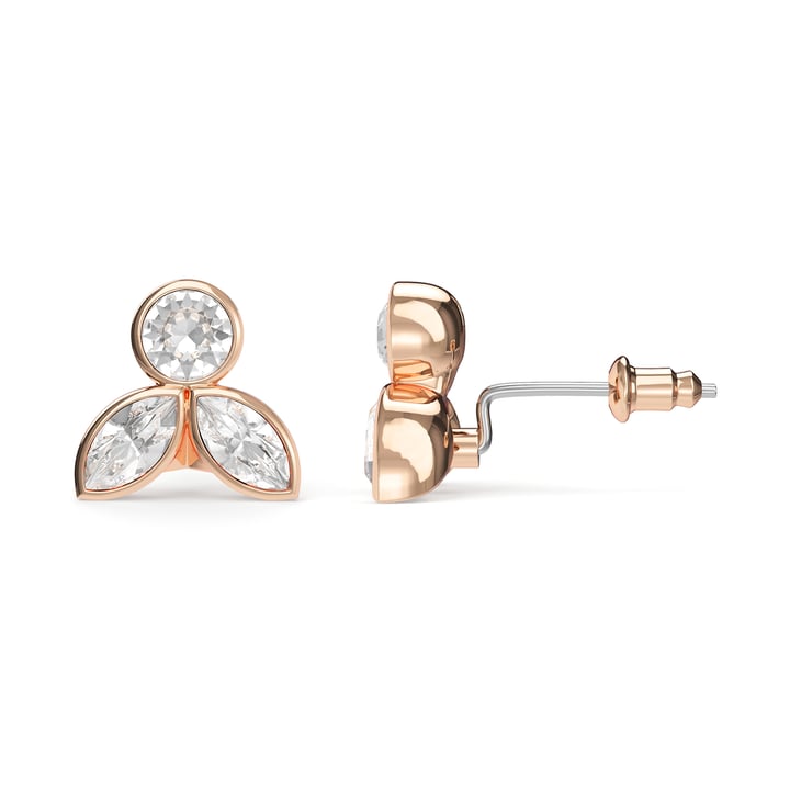 Ida Drop Mix Carrier Earrings Clear Rose Gold Plated