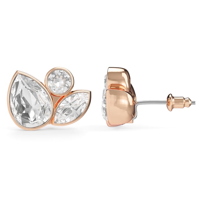 Katia Drop Mix Carrier Earrings Clear Rose Gold Plated