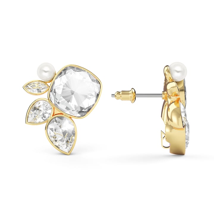 Katelyn Mix Statement Carrier Earrings Clear Gold Plated