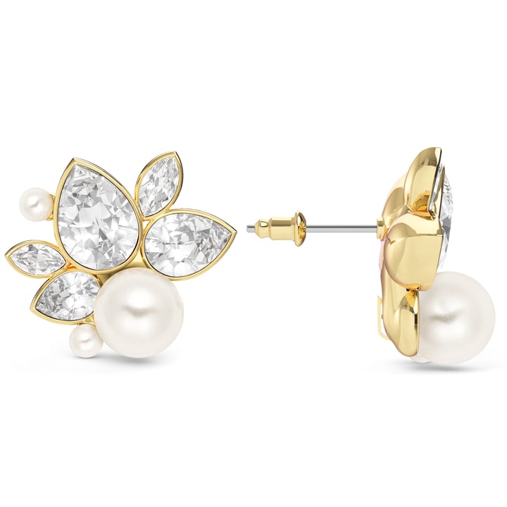 Chloe Mix Statement Carrier Earrings Clear Gold Plated