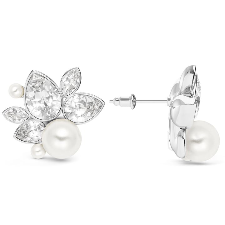 Chloe Mix Statement Carrier Earrings Clear Rhodium Plated