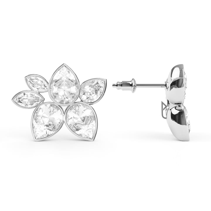 Robyn Mix Drop Carrier Earrings Clear Rhodium Plated