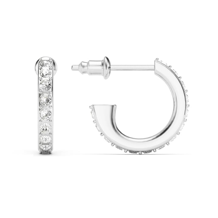 Eternity 14mm Mix Hoop Earrings Clear Crystals Rhodium Plated