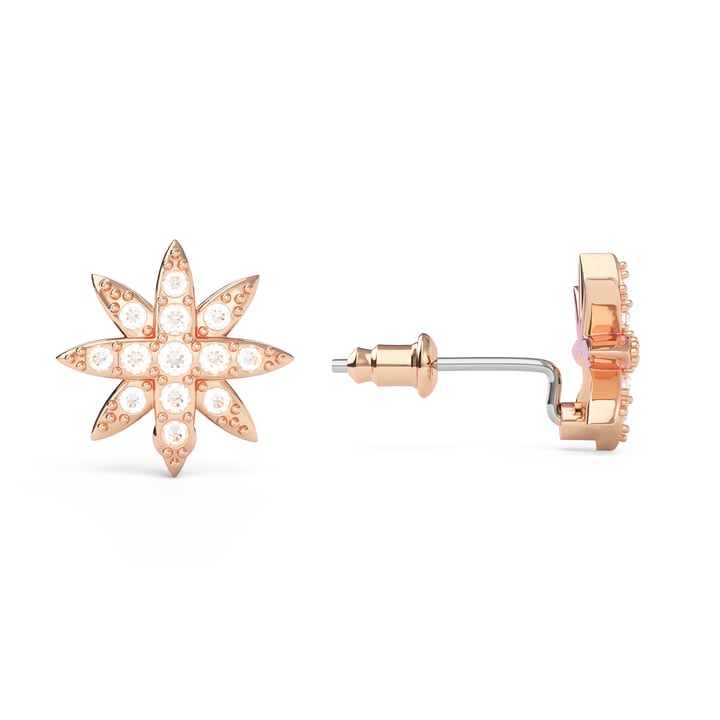 Polaris Star Mix Stud Earrings Clear Crystals Rose Gold Plated
