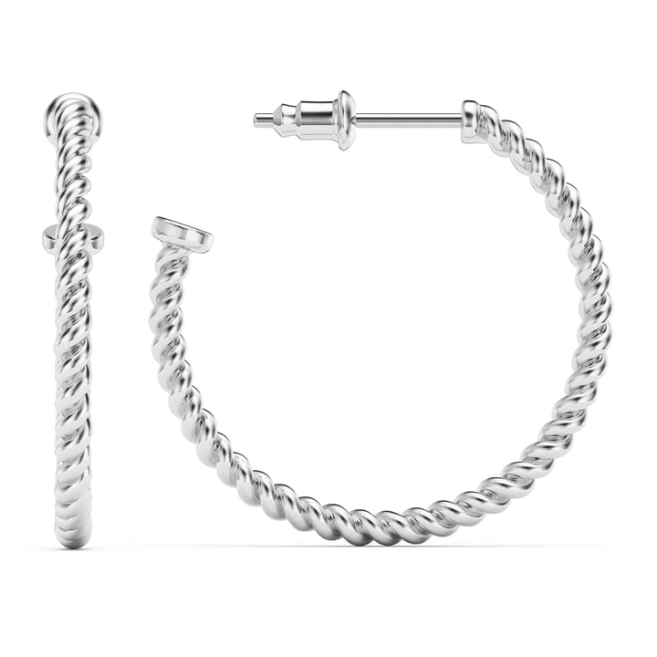 Rope Coil 26mm Mix Hoop Earrings Rhodium Plated