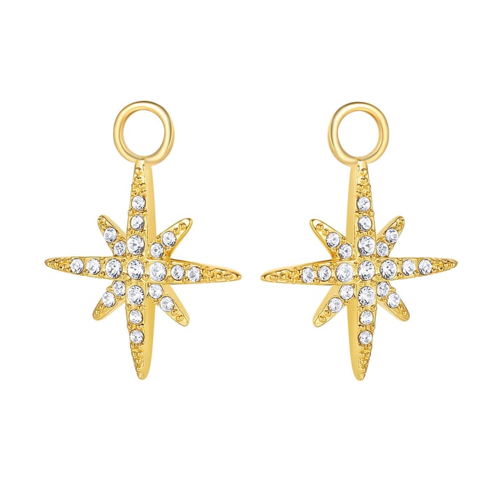 Polaris Star Mix Hoop Earring Charms made with Clear Swarovski Crystals Gold Plated