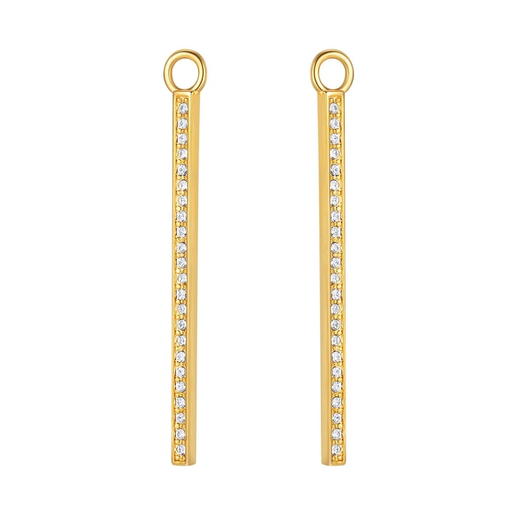 Vi Drop Bar Mix Hoop Earring Charms made with Clear Swarovski Crystals Gold Plated