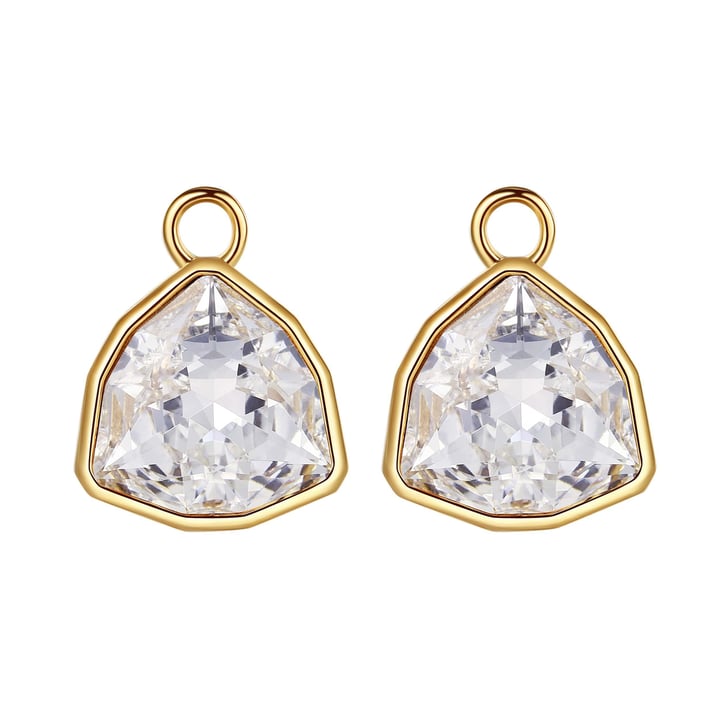 Trillion Statement Mix Hoop Earring Charms made with Clear Swarovski Crystals Gold Plated