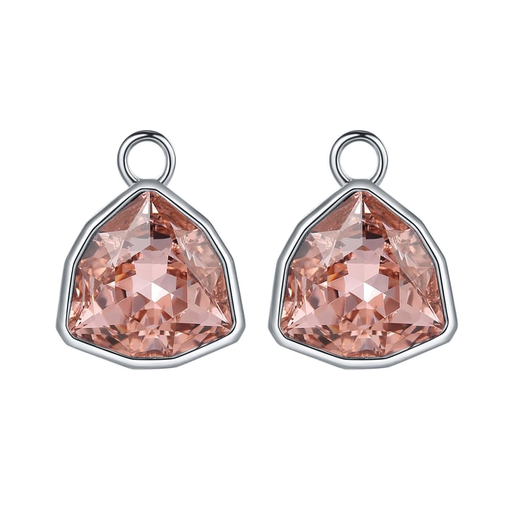 Trillion Statement Mix Hoop Earring Charms made with Vintage Rose Swarovski Crystals Rhodium Plated
