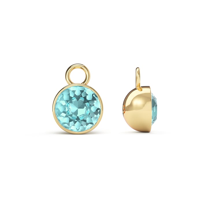 Bella 2 Carat Mix Charms with Light Turquoise Swarovski Crystals Gold Plated