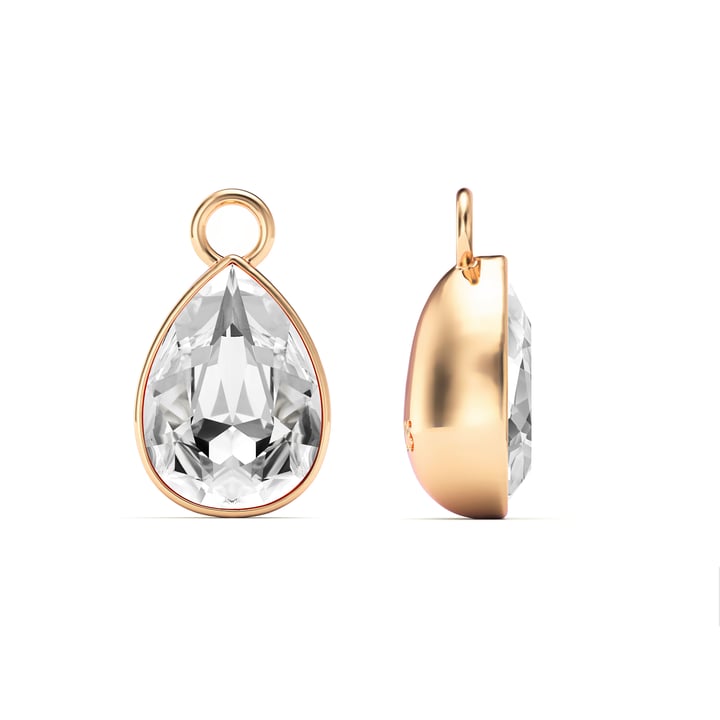 Statement Teardrop Mix Charms with Clear Swarovski Crystals Rose Gold Plated