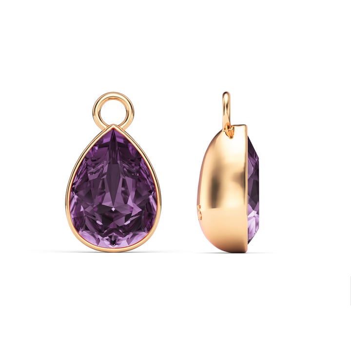 Statement Teardrop Mix Charms with Iris Swarovski Crystals Rose Gold Plated