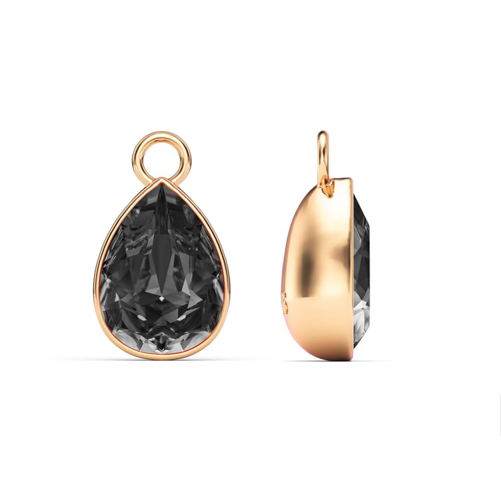 Statement Teardrop Mix Charms with Crystal Silver Night Swarovski Crystals Rose Gold Plated