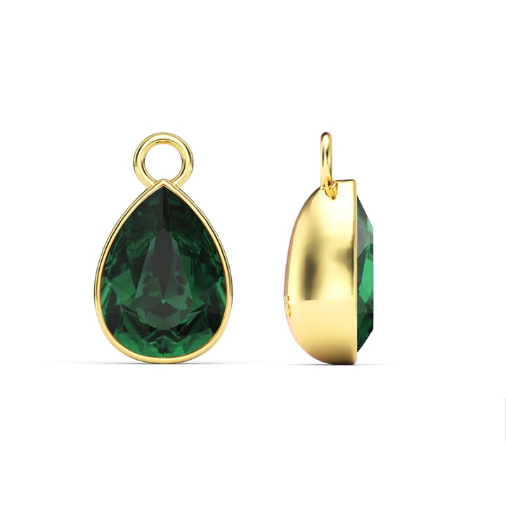 Statement Teardrop Mix Charms with Emerald Swarovski Crystals Gold Plated