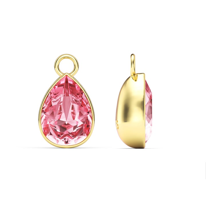 Statement Teardrop Mix Charms with Light Rose Swarovski Crystals Gold Plated