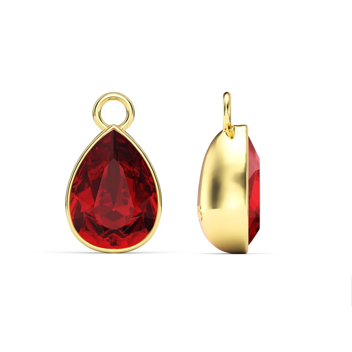 Statement Teardrop Mix Charms with Light Siam Swarovski Crystals Gold Plated