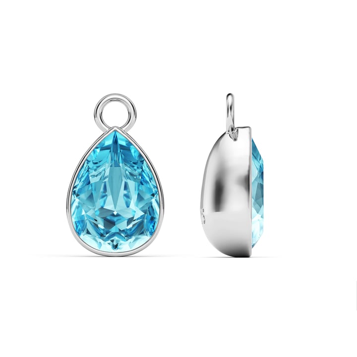 Statement Teardrop Mix Charms with Aquamarine Swarovski Crystals Rhodium Plated