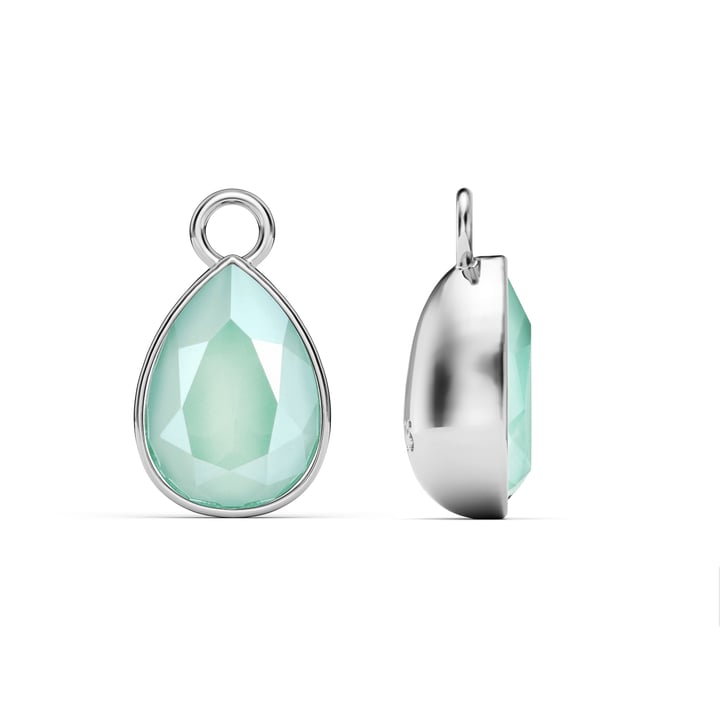 Statement Teardrop Mix Charms with Crystal Mint Green Swarovski Crystals Rhodium Plated