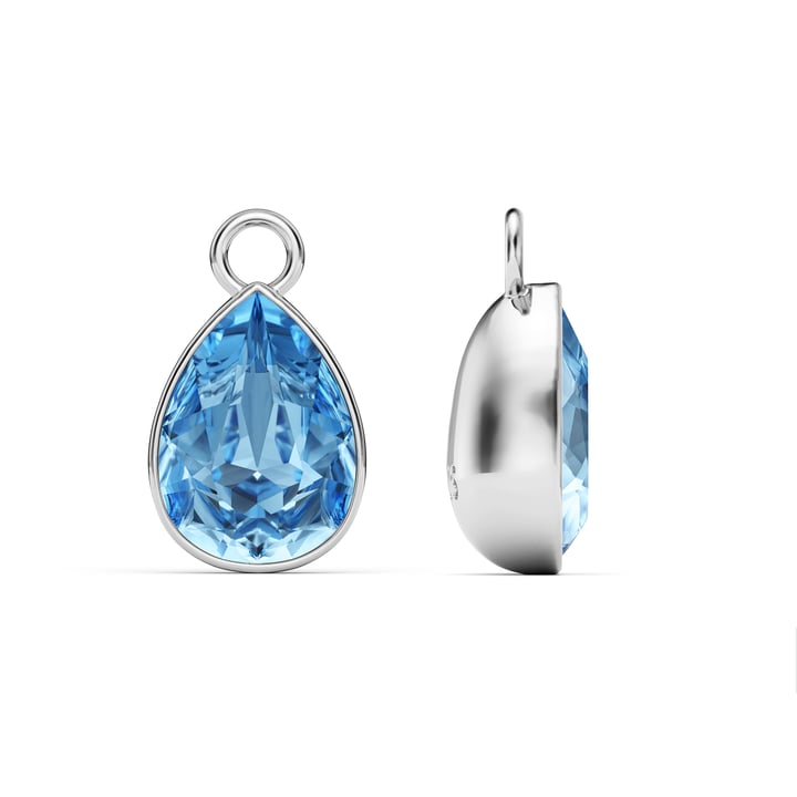 Statement Teardrop Mix Charms with Light Sapphire Swarovski Crystals Rhodium Plated