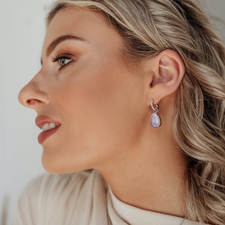 Statement Teardrop Mix Charms with Crystal Lilac Shadow Swarovski Crystals Rhodium Plated